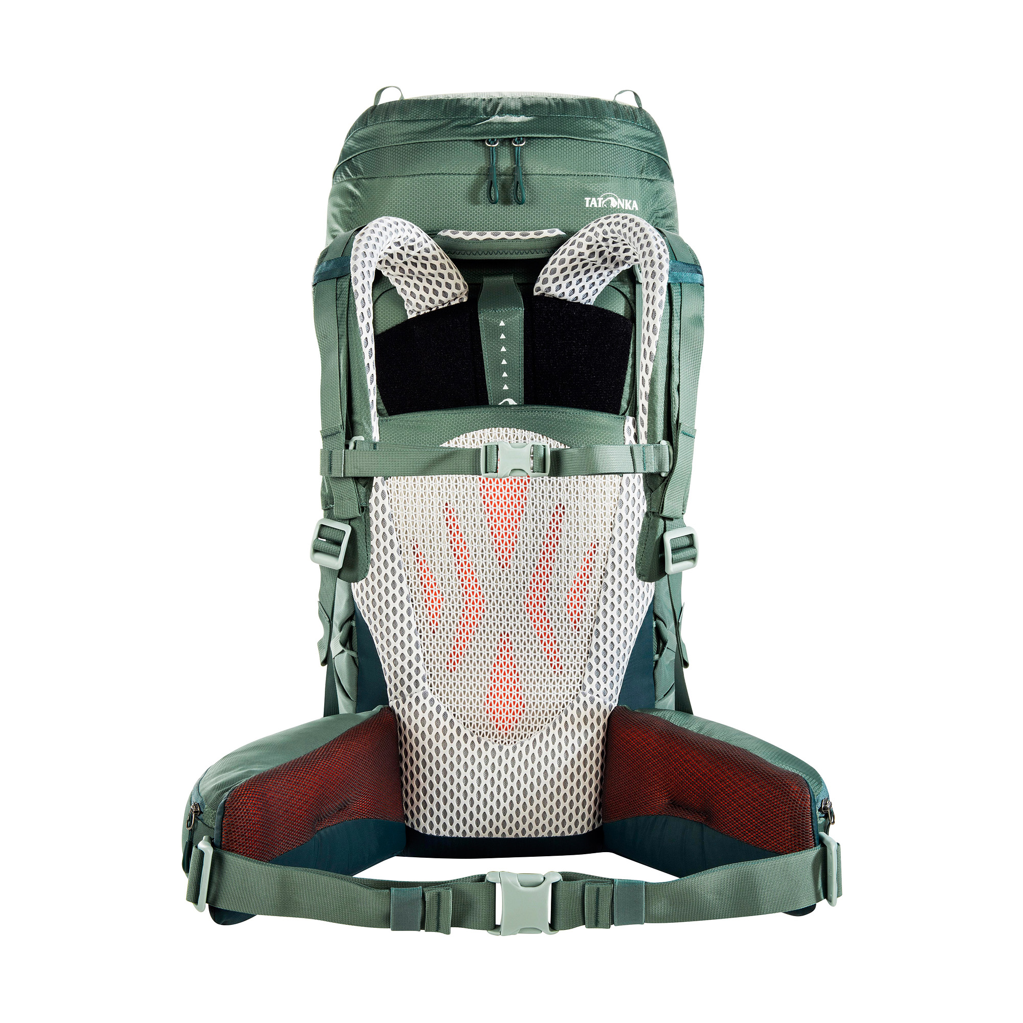 Tasche, Rucksack, Tatonka Pyrox 40+10 Women sage green grün Trekkingrucksäcke - Ansicht frontal-hinten