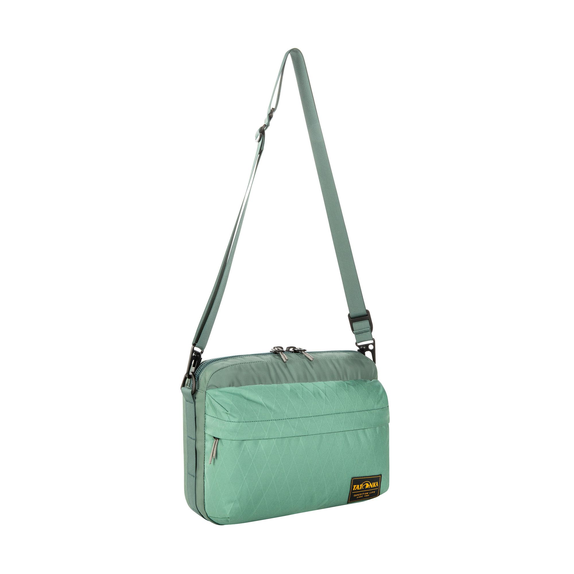 Zubehor, Tasche, Handtasche, Geldbörse, Tatonka Cross Body Bag L sage green grün Umhängetaschen - Ansicht seitlich-vorne