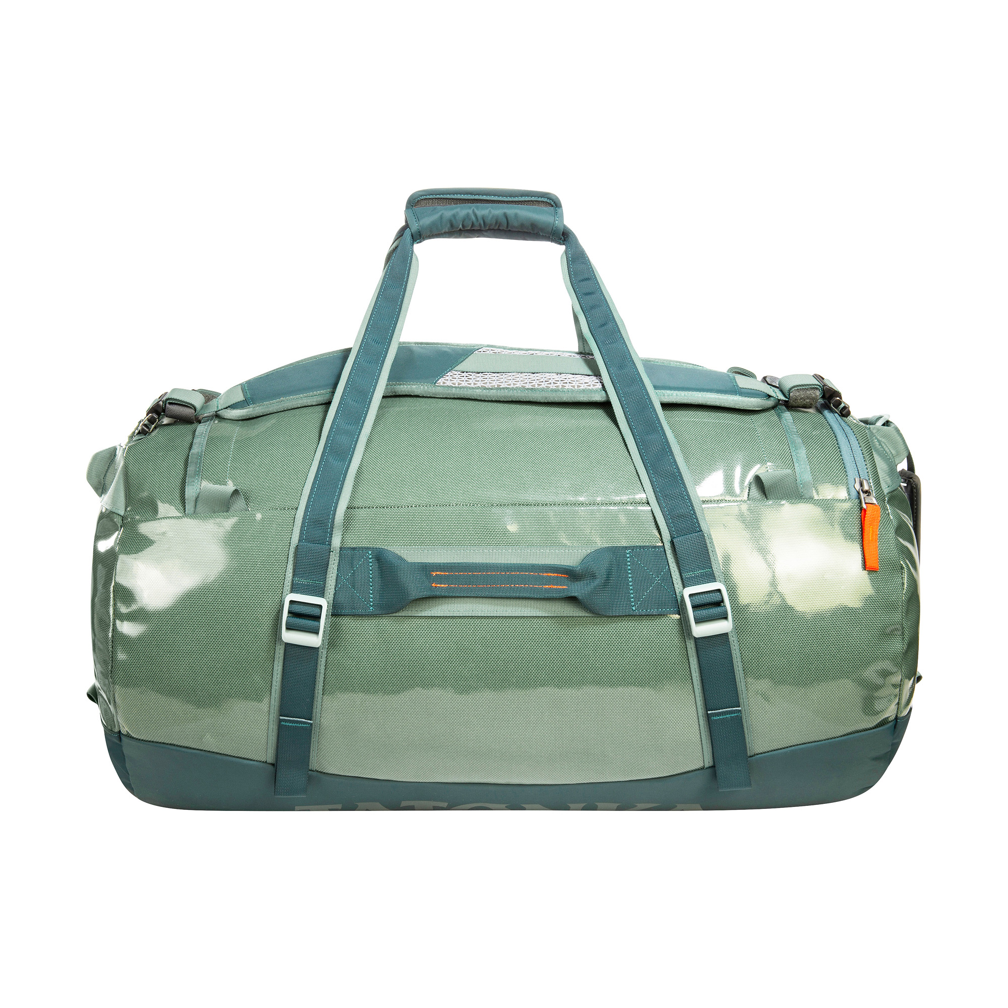 Zubehor, Tasche, Handtasche, Gepäck, Erste Hilfe, Tatonka Barrel 65 sage green grün Reisetaschen - Ansicht frontal-hinten