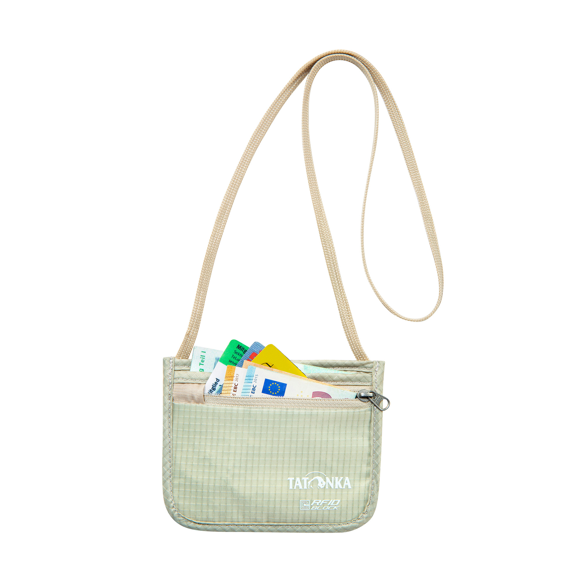 Zubehor, Tasche, Handtasche, Geldbörse, Tragetasche, Tatonka Skin ID Pocket RFID Block natural silber Brustbeutel - Detailansicht