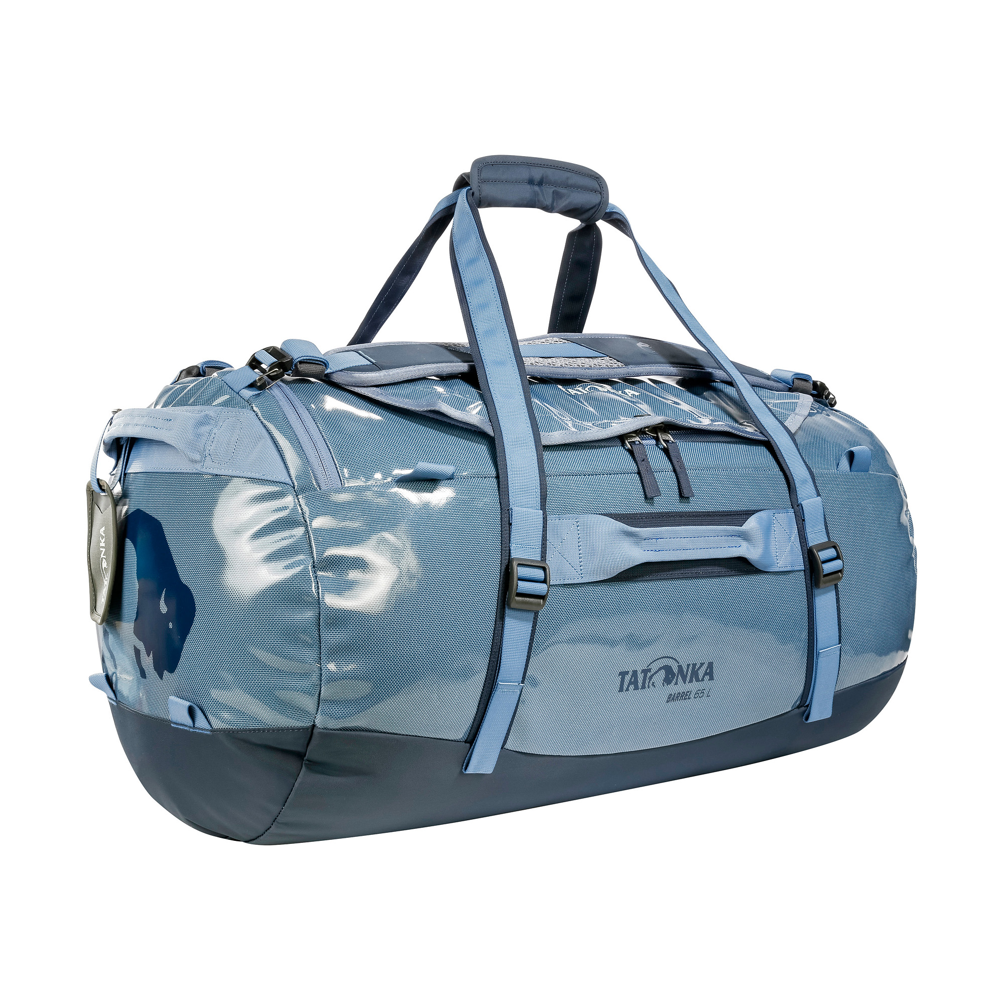 Gepäck, Zubehör, Tasche, Handtasche, Tatonka Barrel 65 elemental blue blau Reisetaschen - Ansicht seitlich-vorne