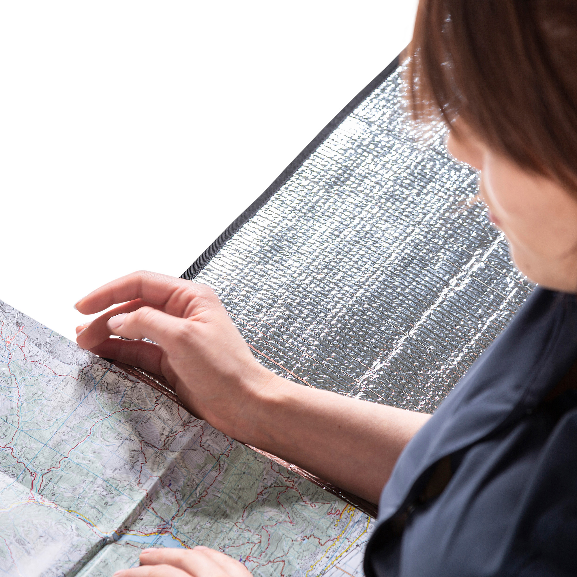 Finger, Person, Erwachsener, Weiblich, Frau, Tatonka Alu-Seat Mat 50 x 180cm silver grau Reisezubehör - Detailansicht