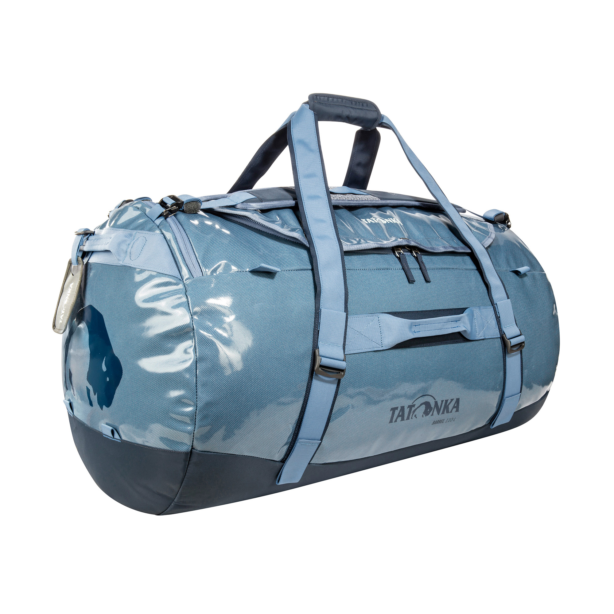Gepäck, Zubehör, Tasche, Handtasche, Tatonka Barrel 110 elemental blue blau Reisetaschen - Ansicht seitlich-vorne