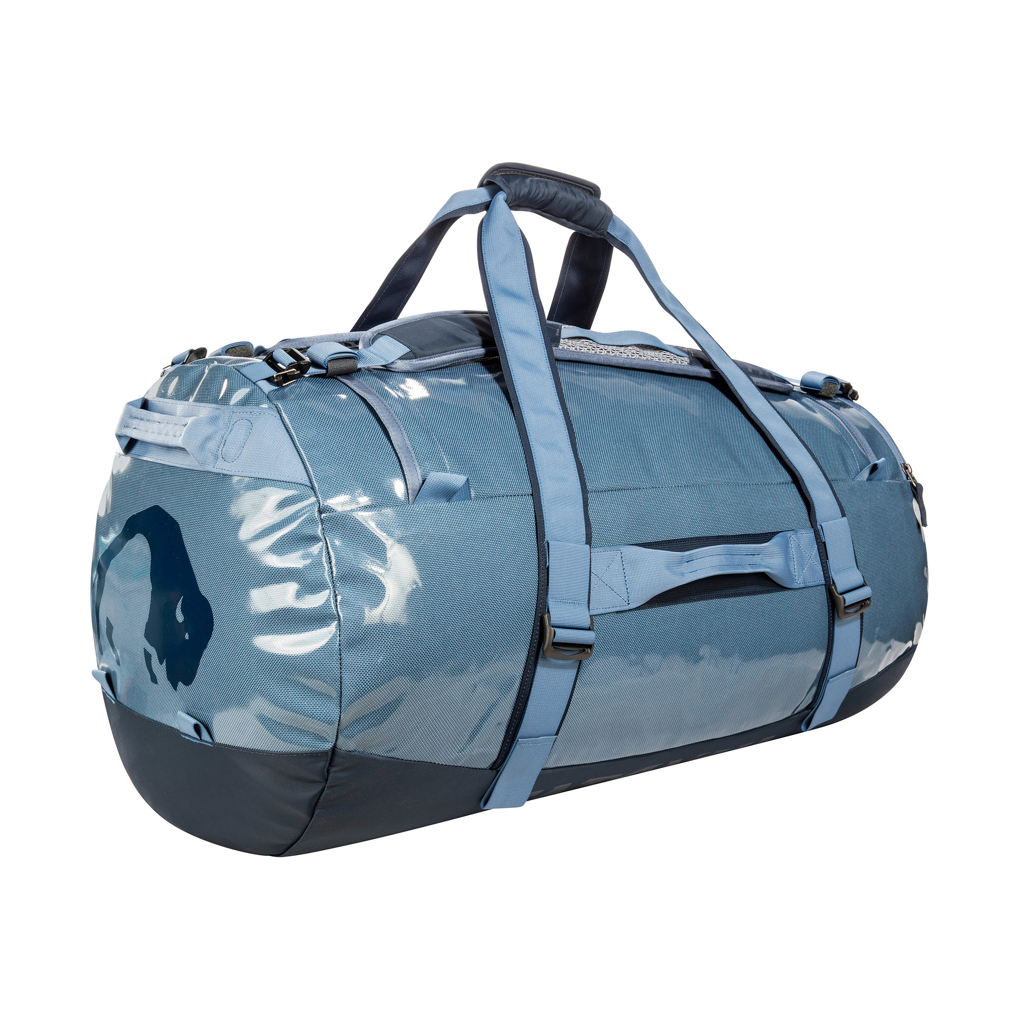 Gepäck, Zubehör, Tasche, Handtasche, Tatonka Barrel 85 elemental blue blau Reisetaschen - Ansicht seitlich-hinten