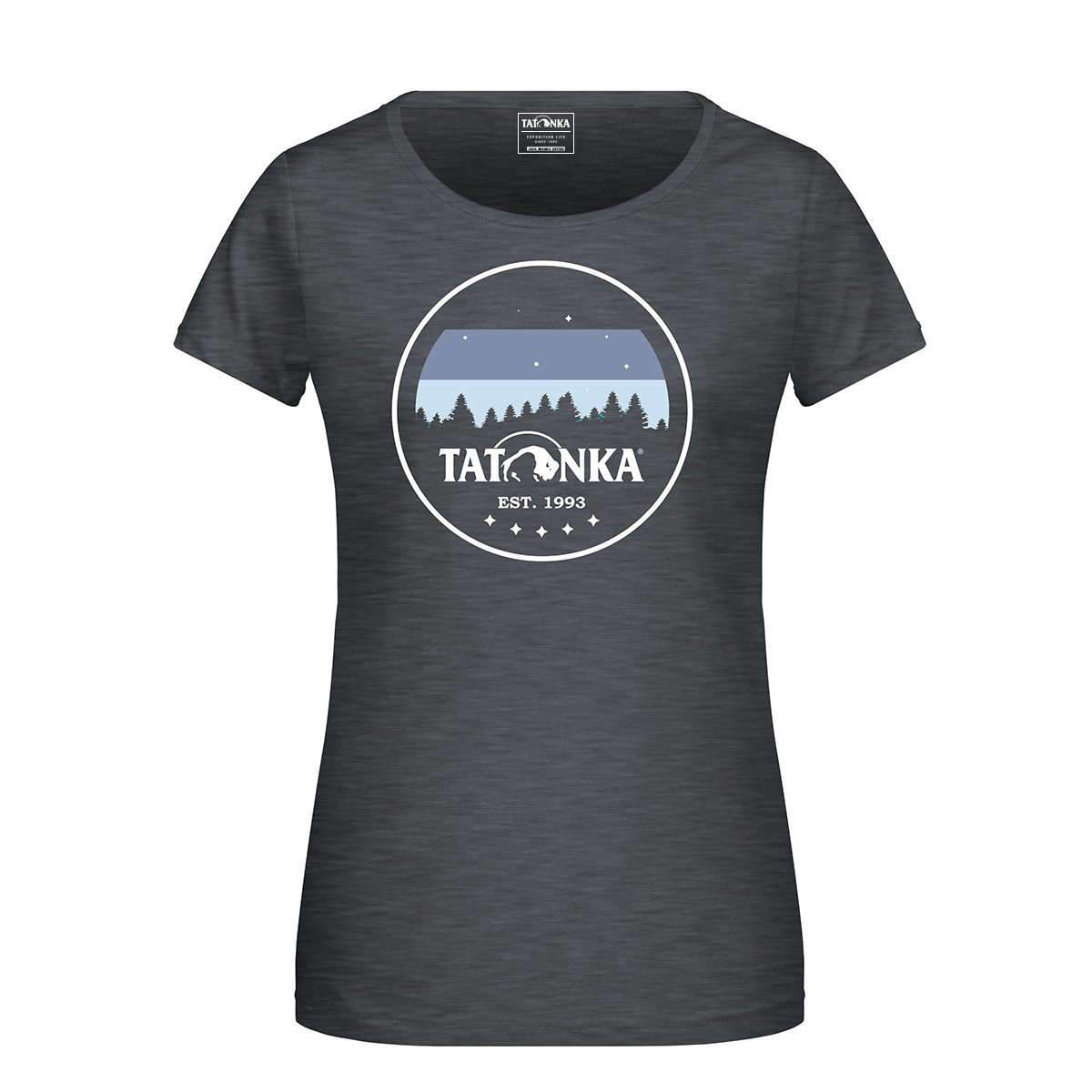 Bekleidung, T-shirt, Tatonka Heritage T-Shirt Women black heather schwarz T-Shirts - Ansicht seitlich-vorne