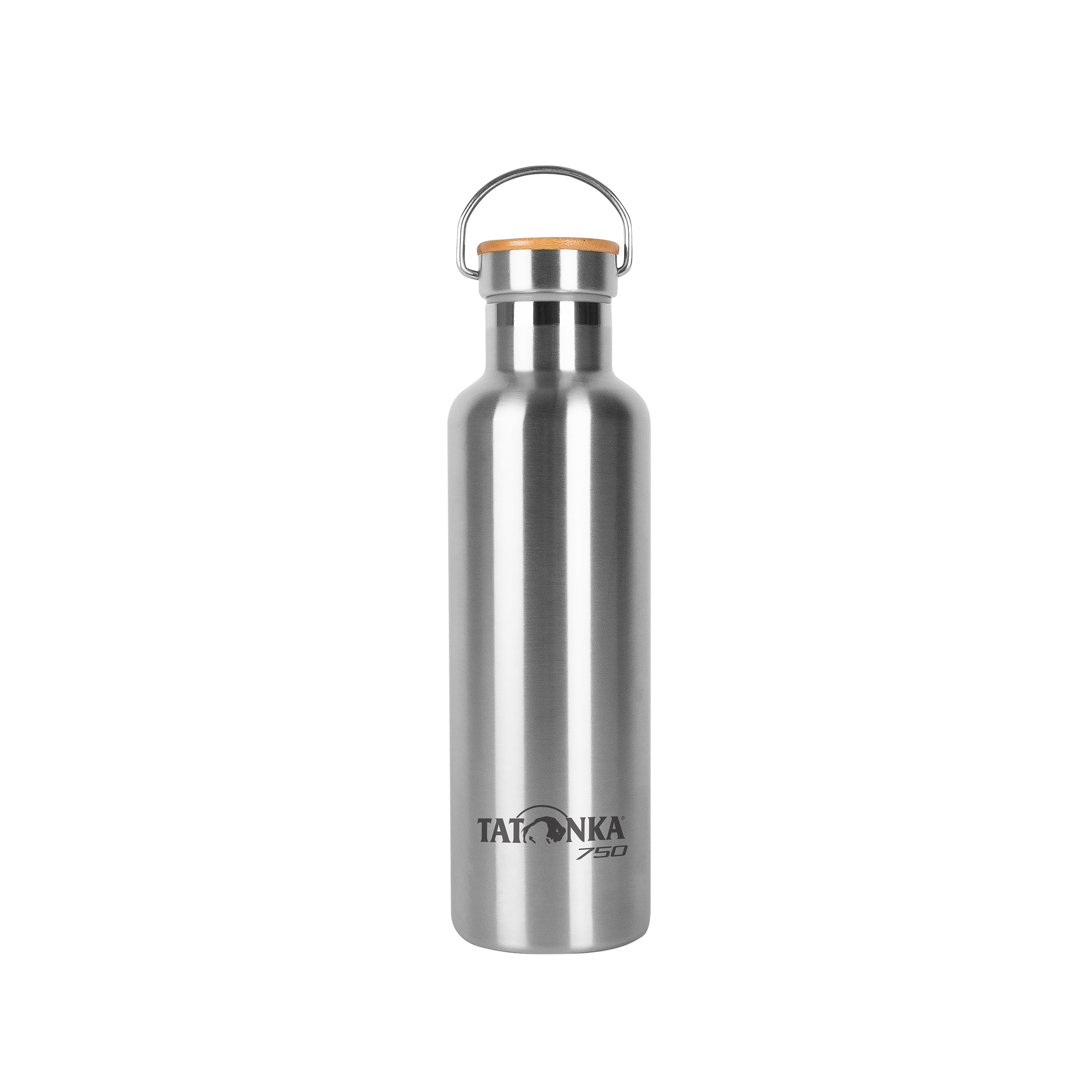 Flasche, Wasserflasche, Tatonka Hot + Cold Stuff Bamboo Lid 750 Trinkflaschen - Ansicht seitlich-vorne