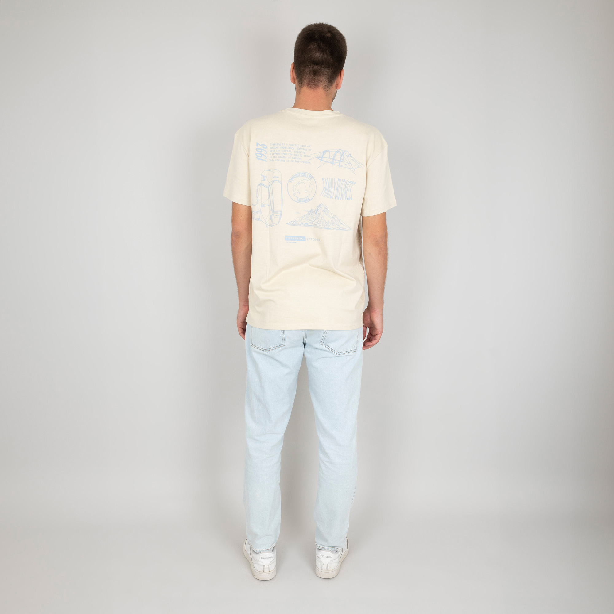 T-shirt, Hosen, Erwachsener, Mann, Person, Tatonka Tatonka Collage Oversize Shirt M's sand grau T-Shirts - Ansicht frontal-vorne