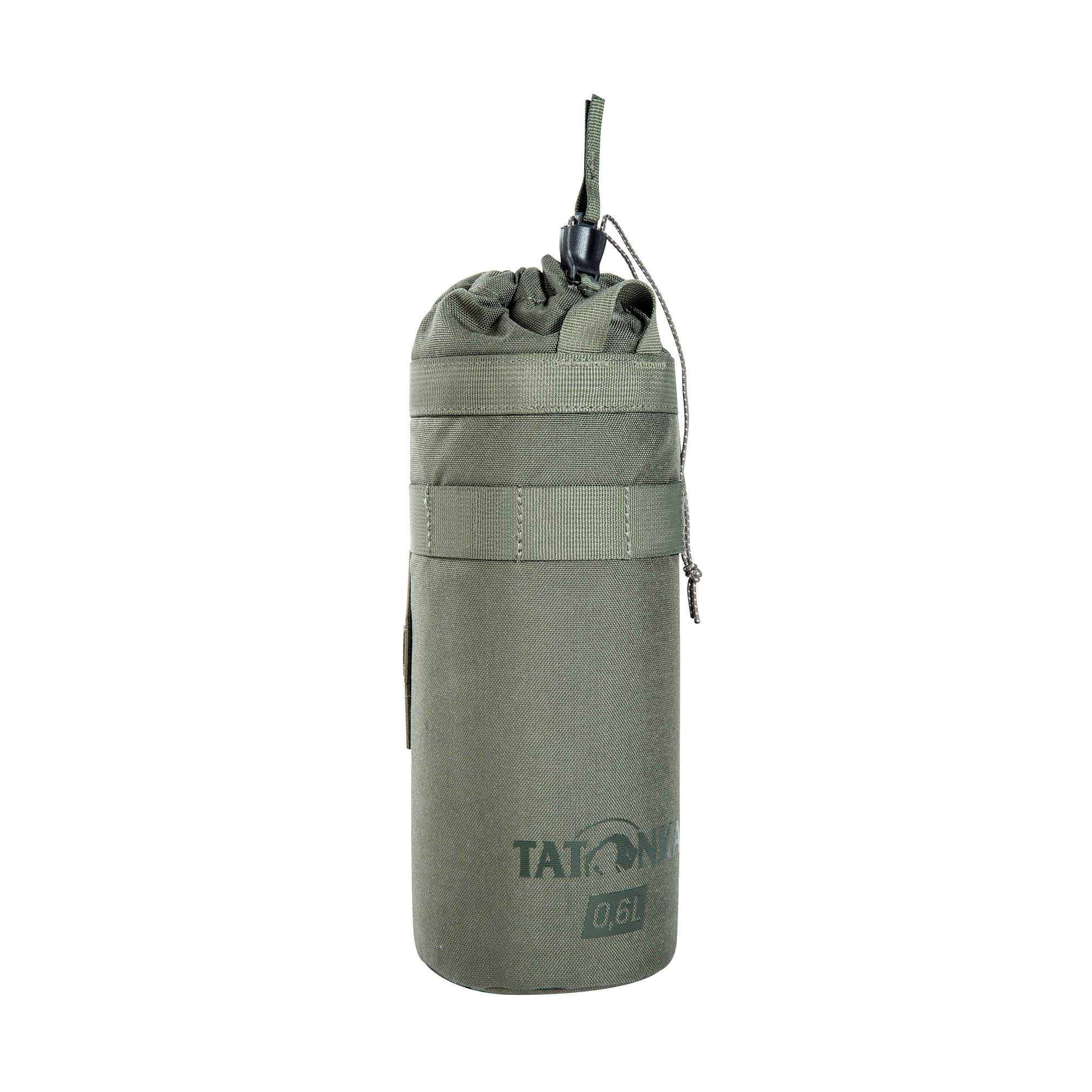 Flasche, Wasserflasche, Waffe, Tatonka Thermo Bottle Cover 0,6l BC stone grey olive grau Kühltaschen - Ansicht seitlich-vorne