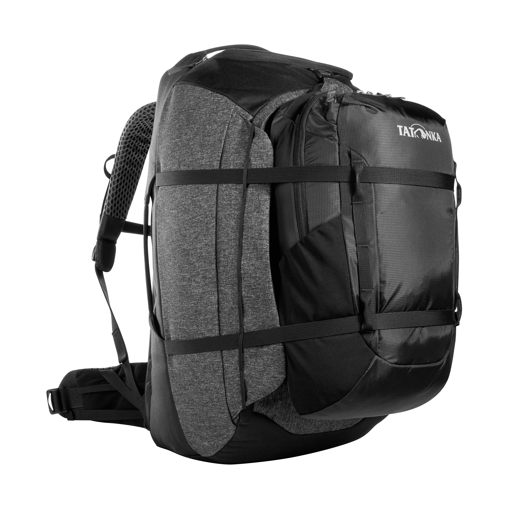 Tasche, Rucksack, Tatonka Great Escape 60+15 black schwarz Reiserucksäcke - Ansicht seitlich-vorne