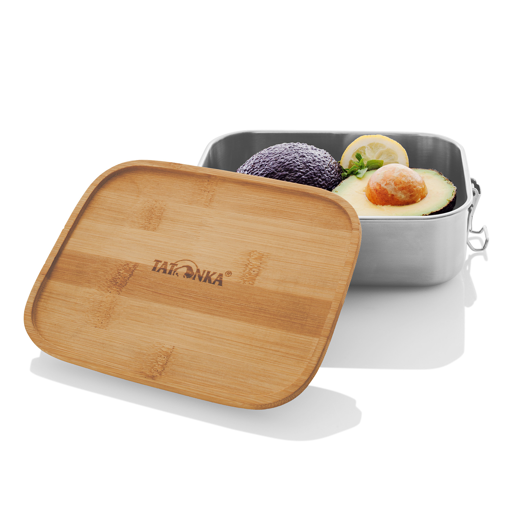Essen, Mittagessen, Mahlzeit, Tatonka Lunch Box I 1000 Bamboo Brotboxen & Essensbehälter - Ansicht seitlich-vorne