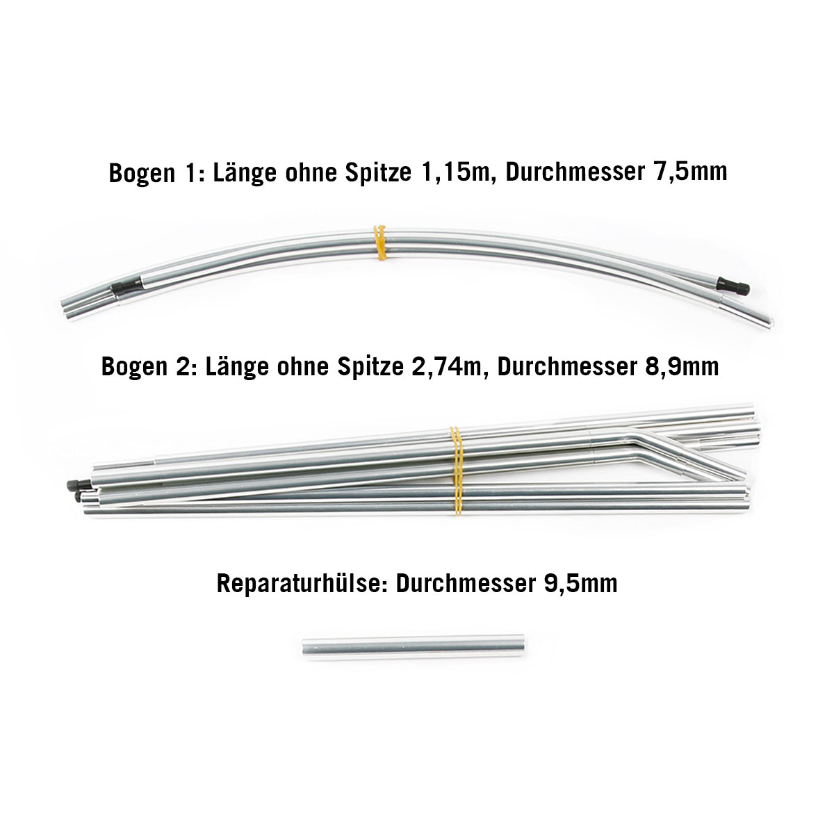 Tatonka Koli Gestängeset Zeltersatzteile - Ansicht seitlich-vorne