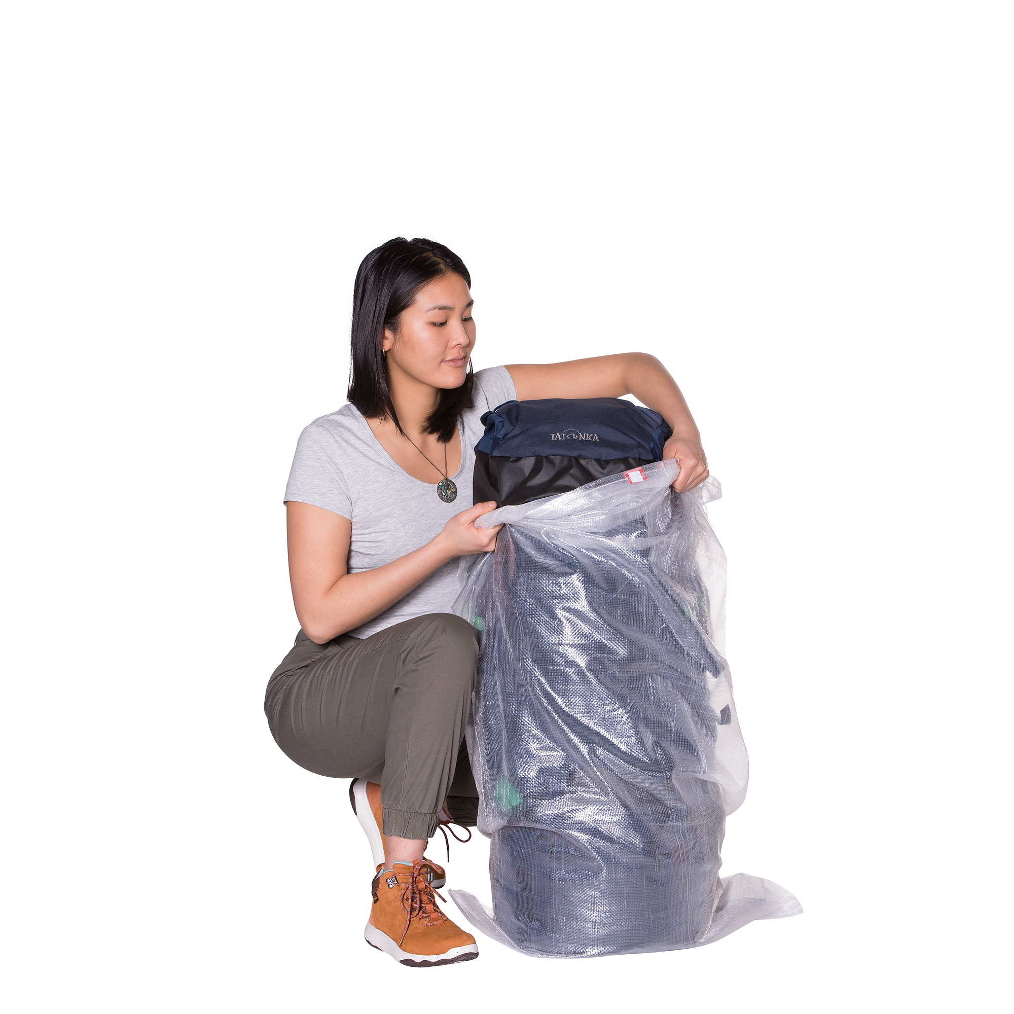 Erwachsener, Weiblich, Person, Frau, Schuh, Tatonka Schutzsack einfach Rucksack-Zubehör - Ansicht seitlich-vorne