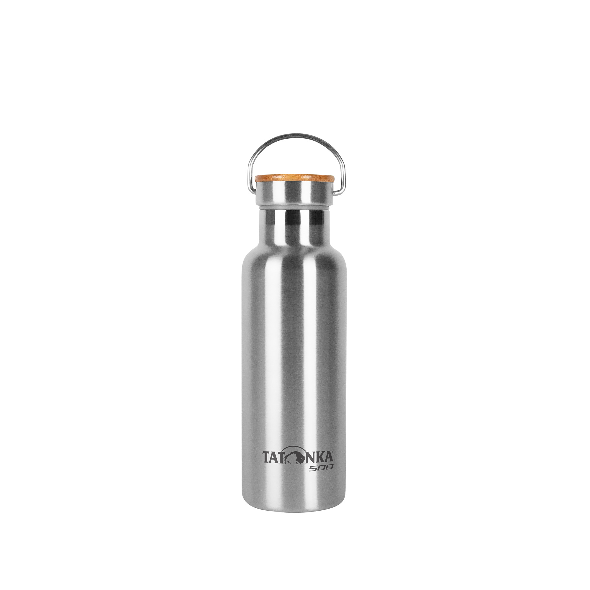 Flasche, Wasserflasche, Tatonka Hot + Cold Stuff Bamboo Lid 500 Trinkflaschen - Ansicht seitlich-vorne
