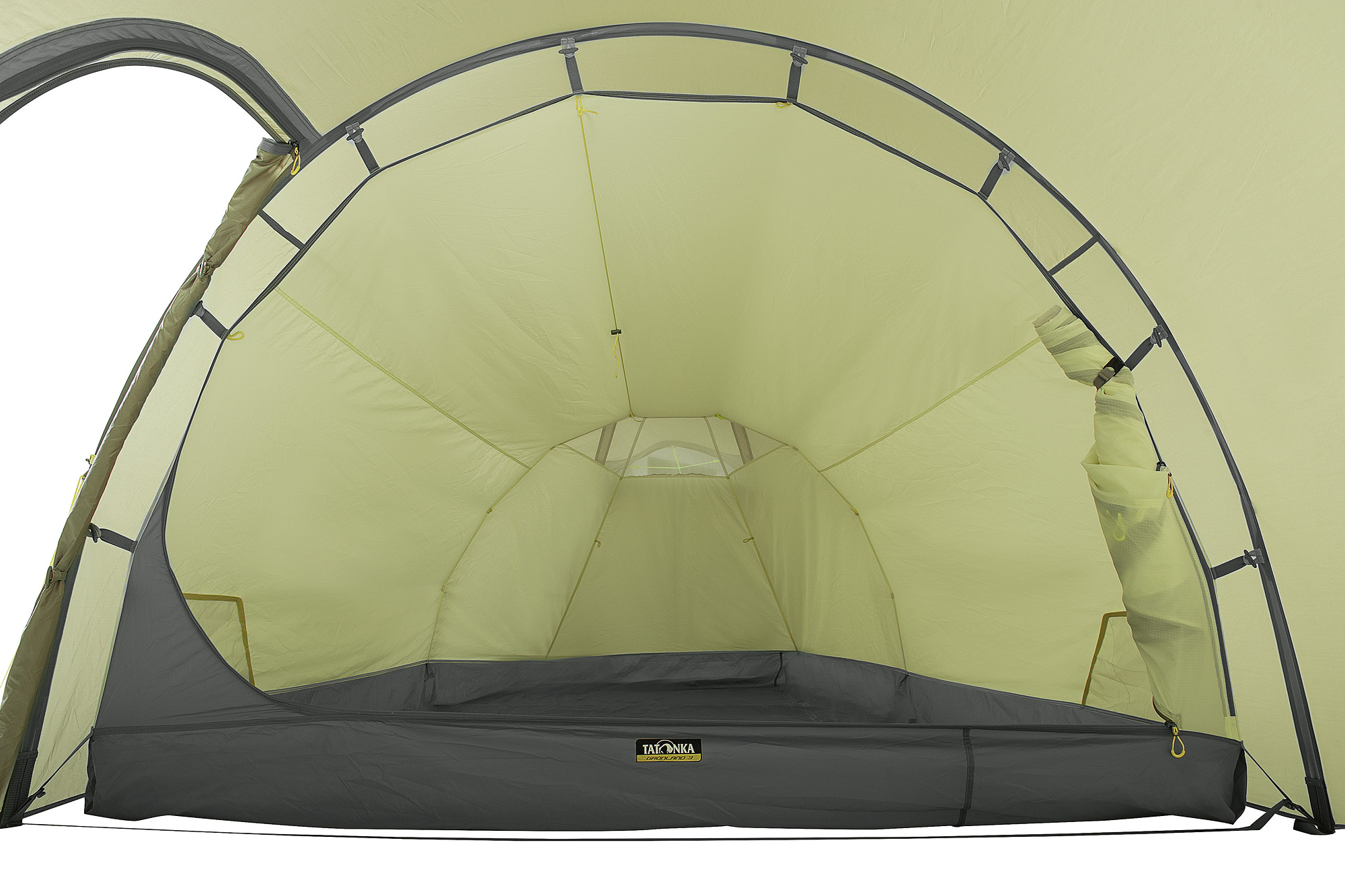 Zelt, Campen, Zelt in den Bergen, Natur, Draußen, Tatonka Grönland 3 light olive grün 3-Personen-Zelte - Detailansicht