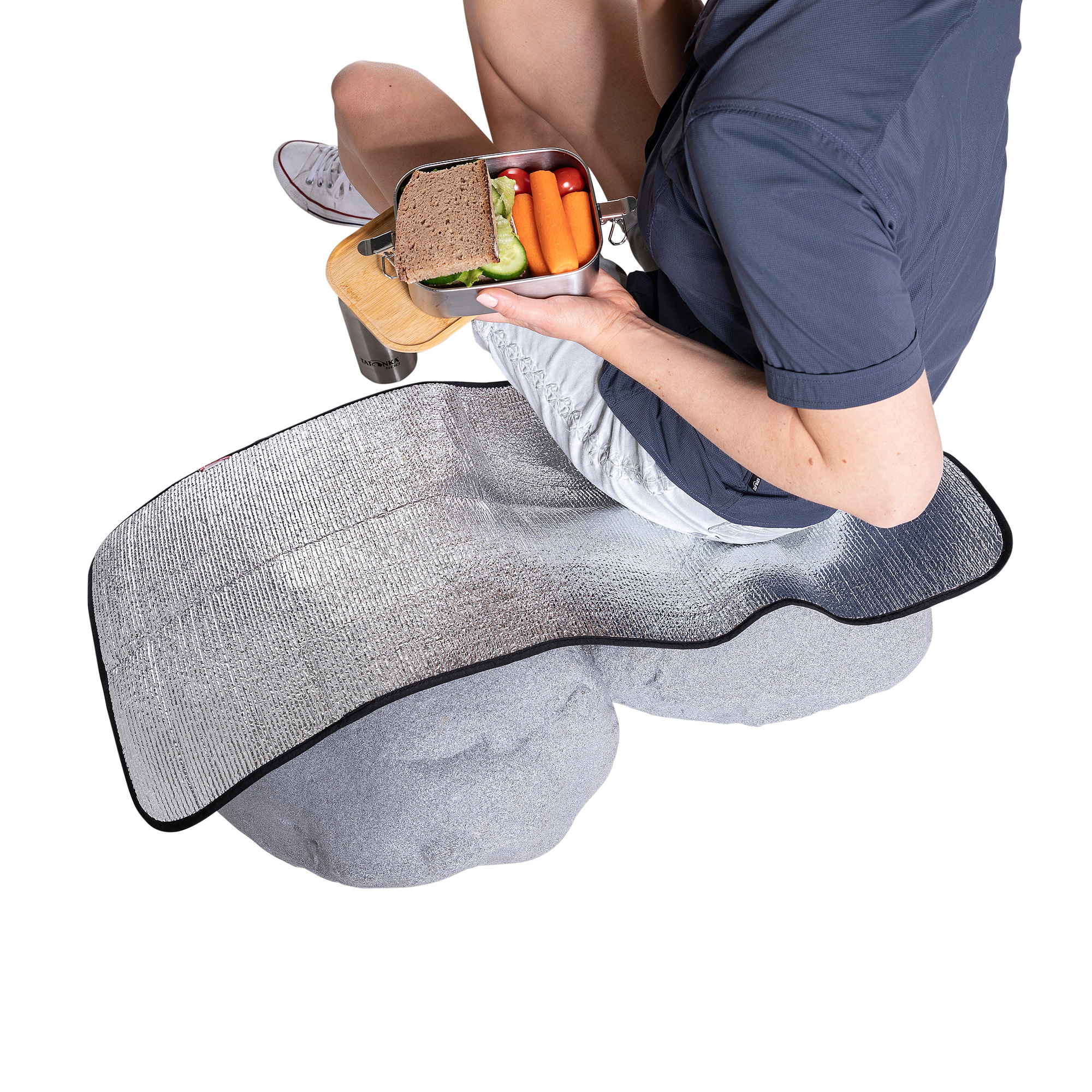 Dekoration für Zuhause, Erwachsene, Männlich, Mann, Person, Tatonka Alu-Seat Mat 45 x 90cm silver grau Reisezubehör - Detailansicht