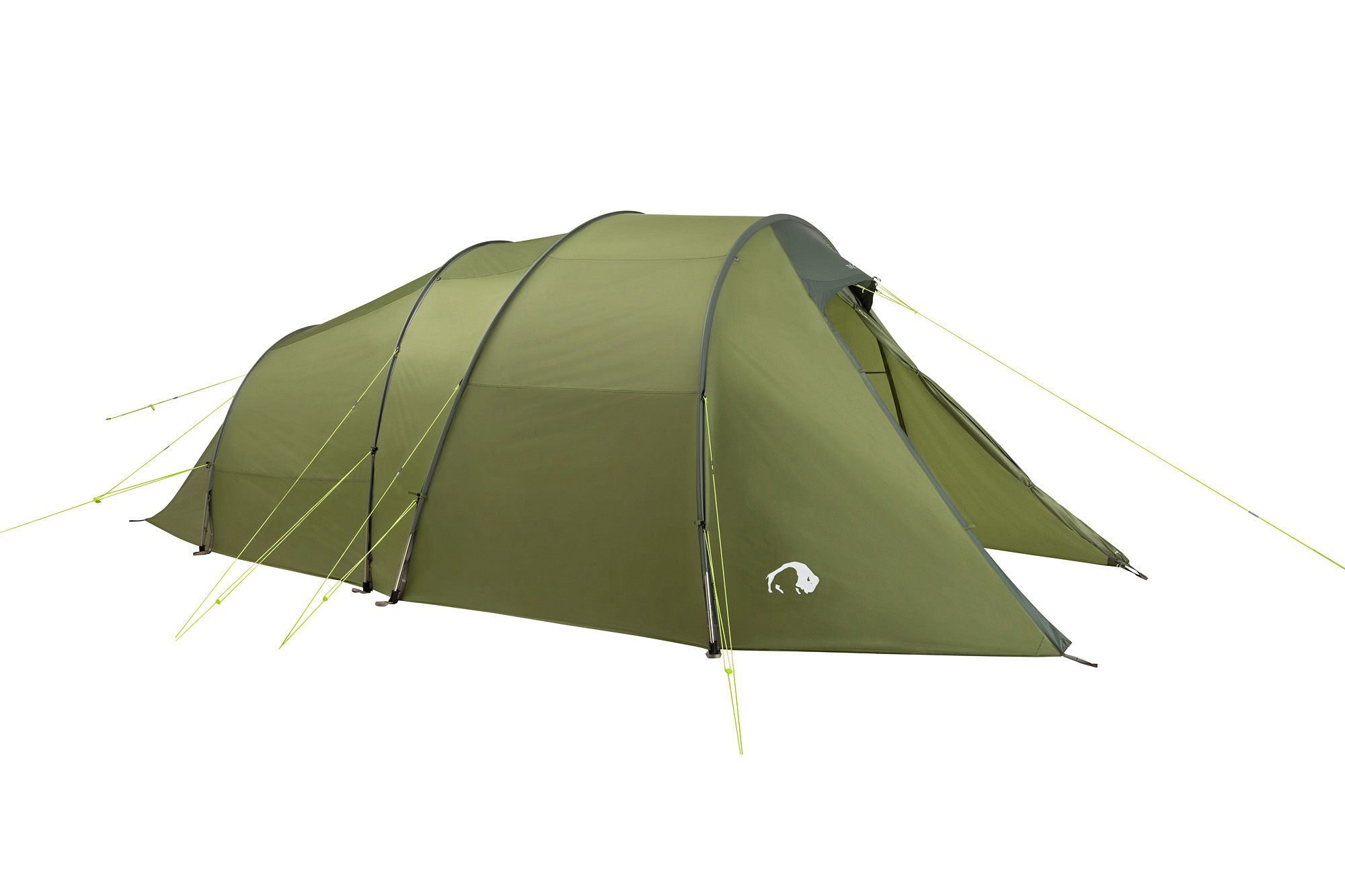 Zelt, Campen, Zelt in den Bergen, Natur, Draußen, Tatonka Alaska 3 Plus light olive grün 3-Personen-Zelte - Ansicht seitlich-hinten