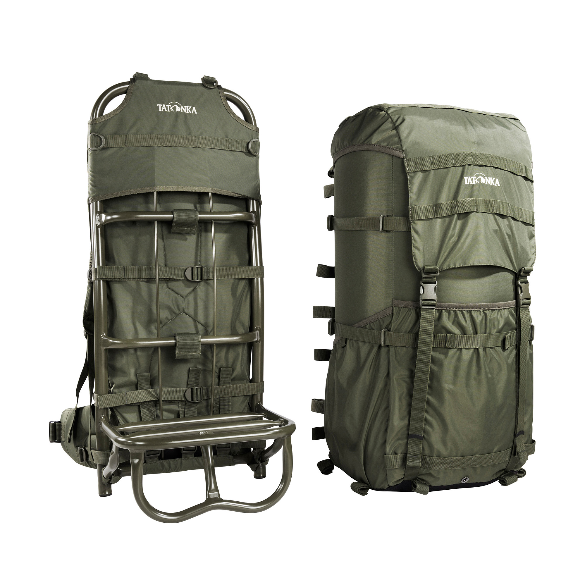 Tasche, Rucksack, Tatonka Packsack 2 Lastenkraxe olive grün Trekkingrucksäcke - Detailansicht