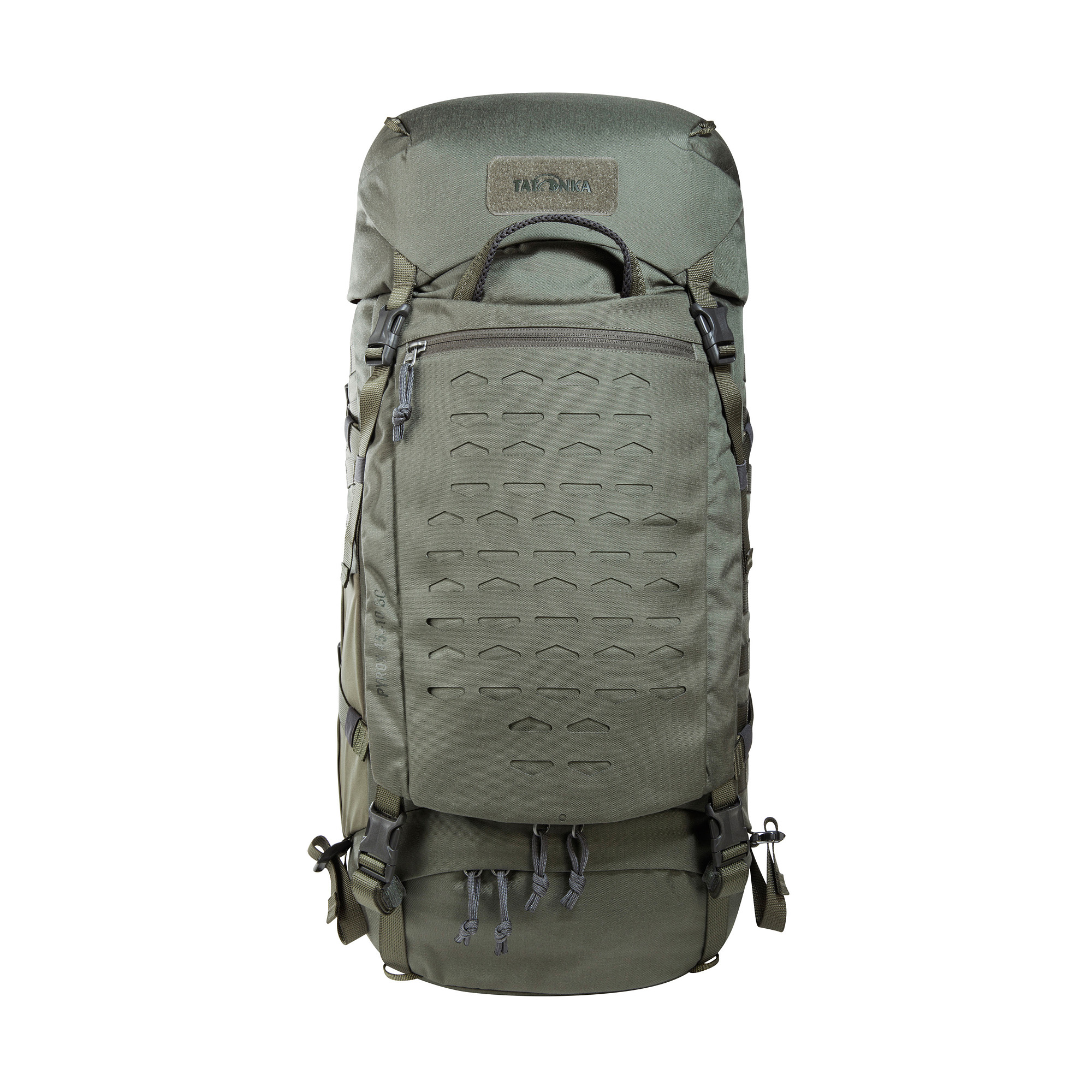 Tasche, Rucksack, Tatonka Pyrox 45+10 BC stone grey olive grau Trekkingrucksäcke - Ansicht frontal-vorne