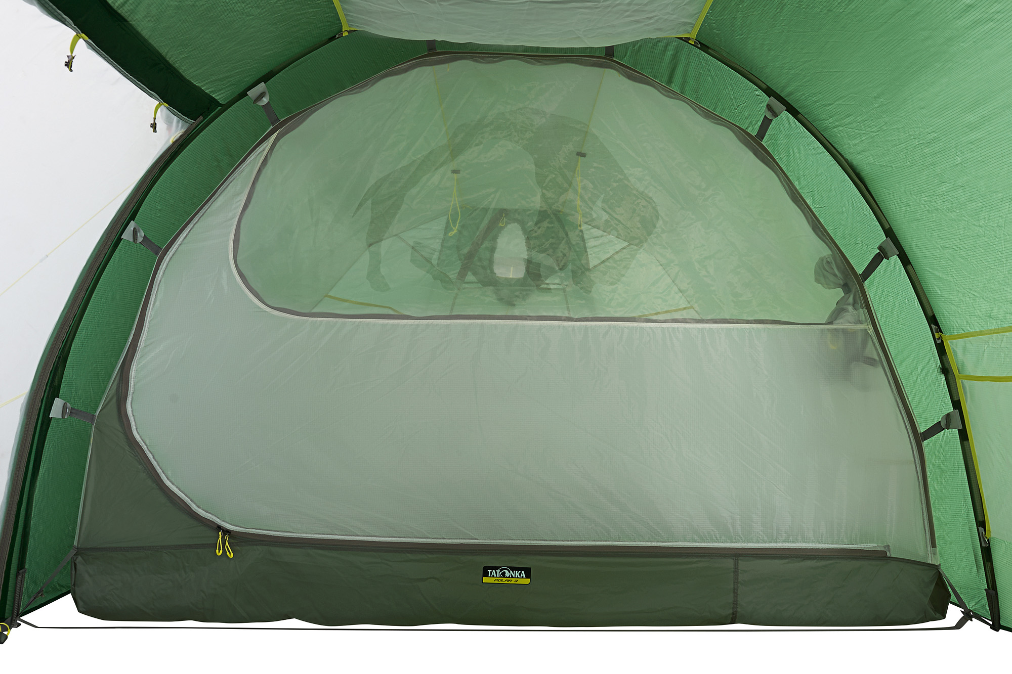 Zelt, Campen, Zelt in den Bergen, Natur, Draußen, Tatonka Polar 3 green grün 3-Personen-Zelte - Detailansicht