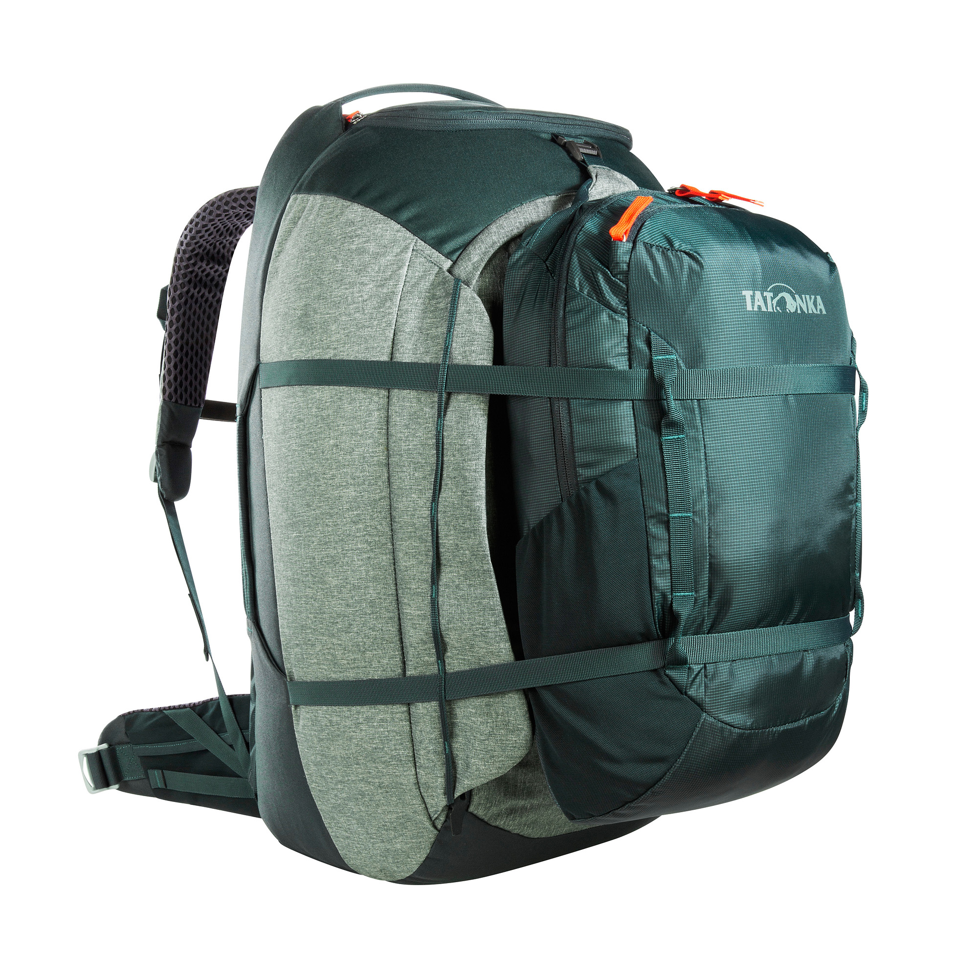 Tasche, Rucksack, Tatonka Great Escape 60+15 sage green grün Reiserucksäcke - Ansicht seitlich-vorne