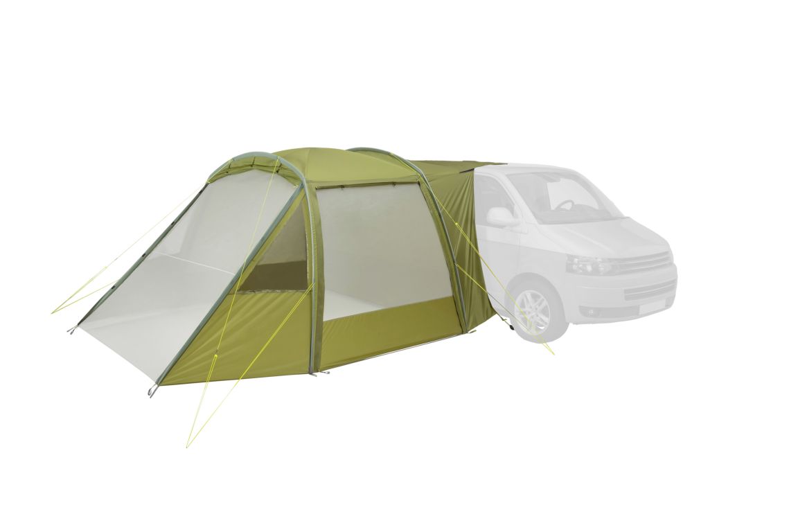 Zelt, Auto, Campen, Zelt in den Bergen, Im Freien, Zelt, Campen, Zelt in den Bergen, Im Freien, Auto, Tatonka Van Camp light olive grün Zelt- & Tarpzubehör - Ansicht seitlich-hinten