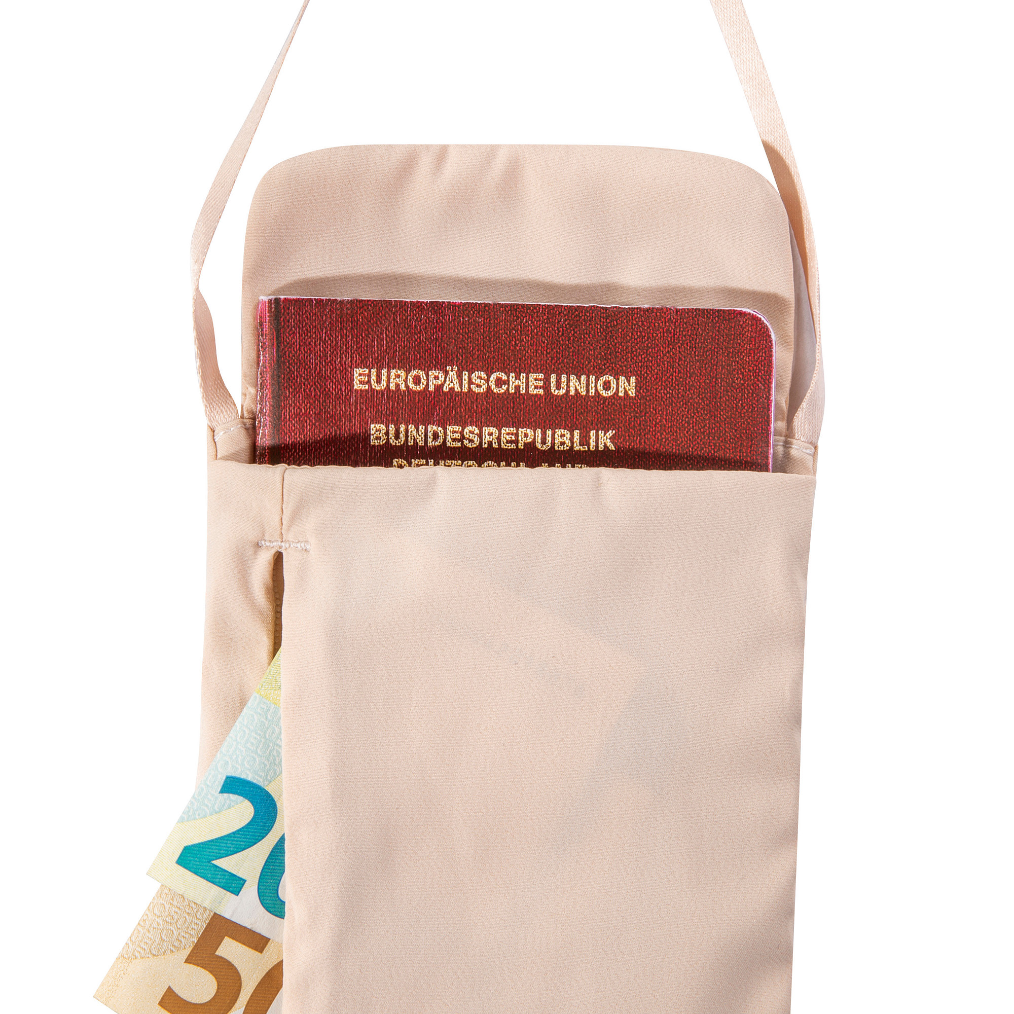 Zubehor, Tasche, Handtasche, Tragetasche, Tatonka Soft Passport Pouch nude rot Brustbeutel - Detailansicht