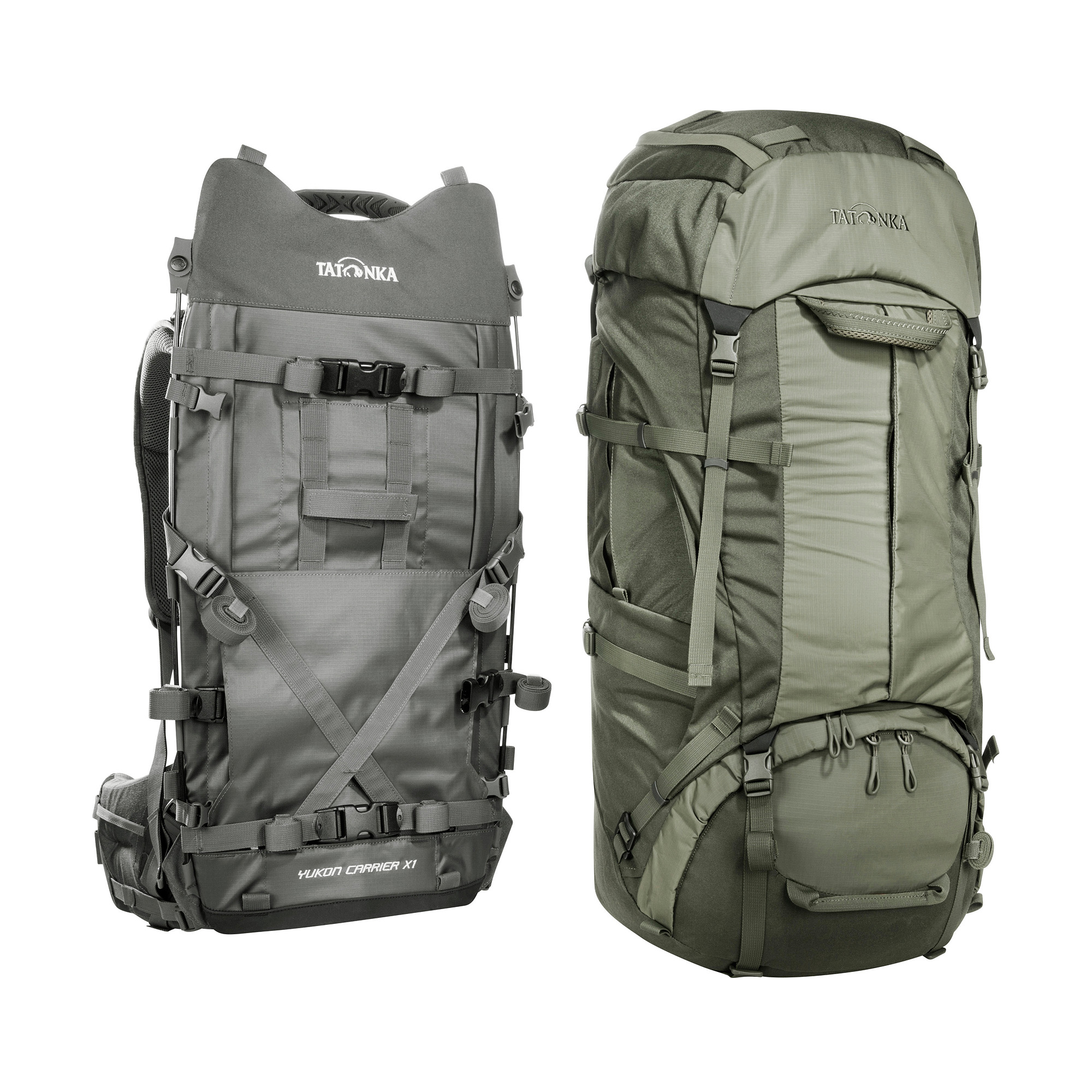 Tasche, Rucksack, Tatonka Yukon Carrier Pack 55+10 RECCO olive grün Trekkingrucksäcke - Detailansicht