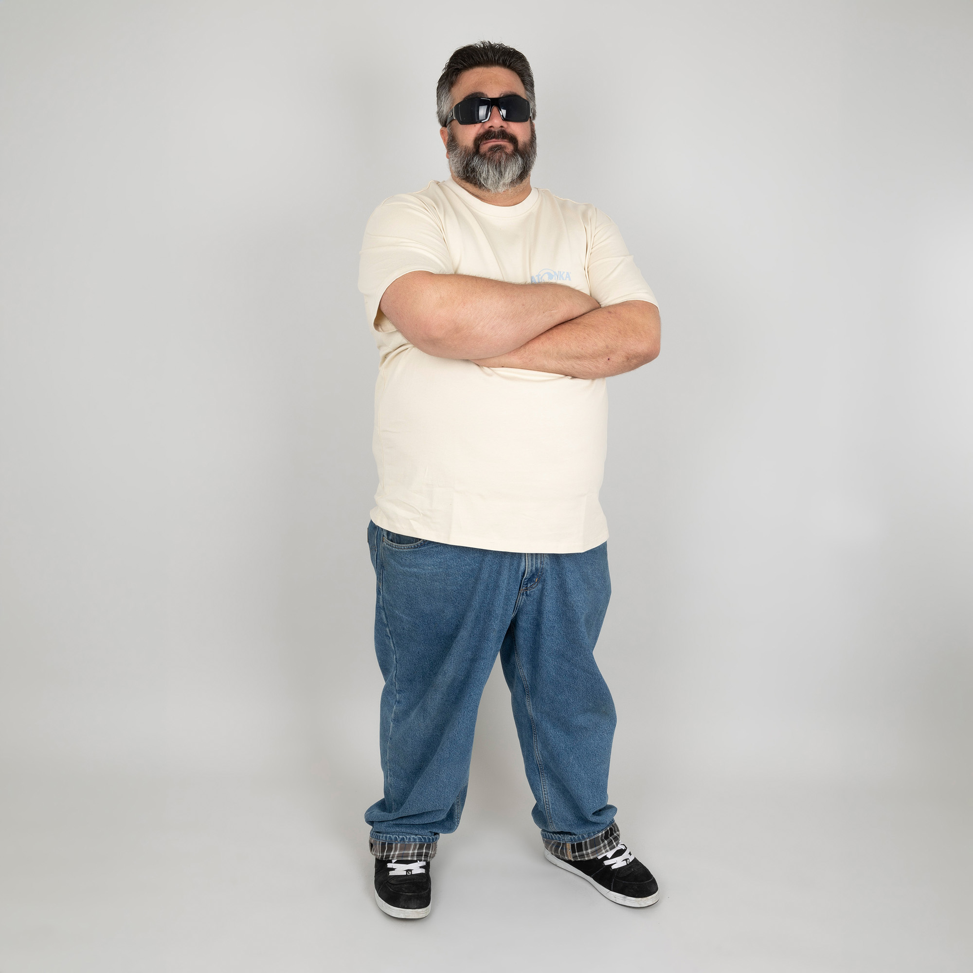 Hosen, Schuh, Stehend, Kopf, Gesicht, Tatonka Tatonka Collage Oversize Shirt M's sand grau T-Shirts - Detailansicht