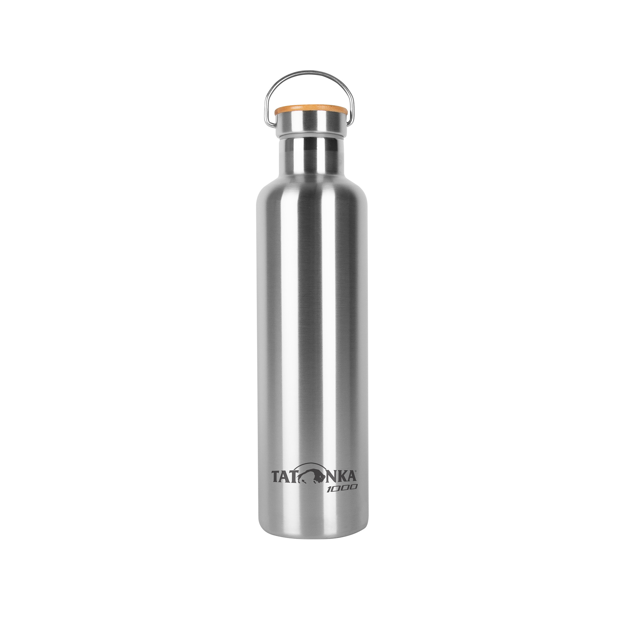 Flasche, Wasserflasche, Shaker, Tatonka Hot + Cold Stuff Bamboo Lid 1000 Trinkflaschen - Ansicht seitlich-vorne