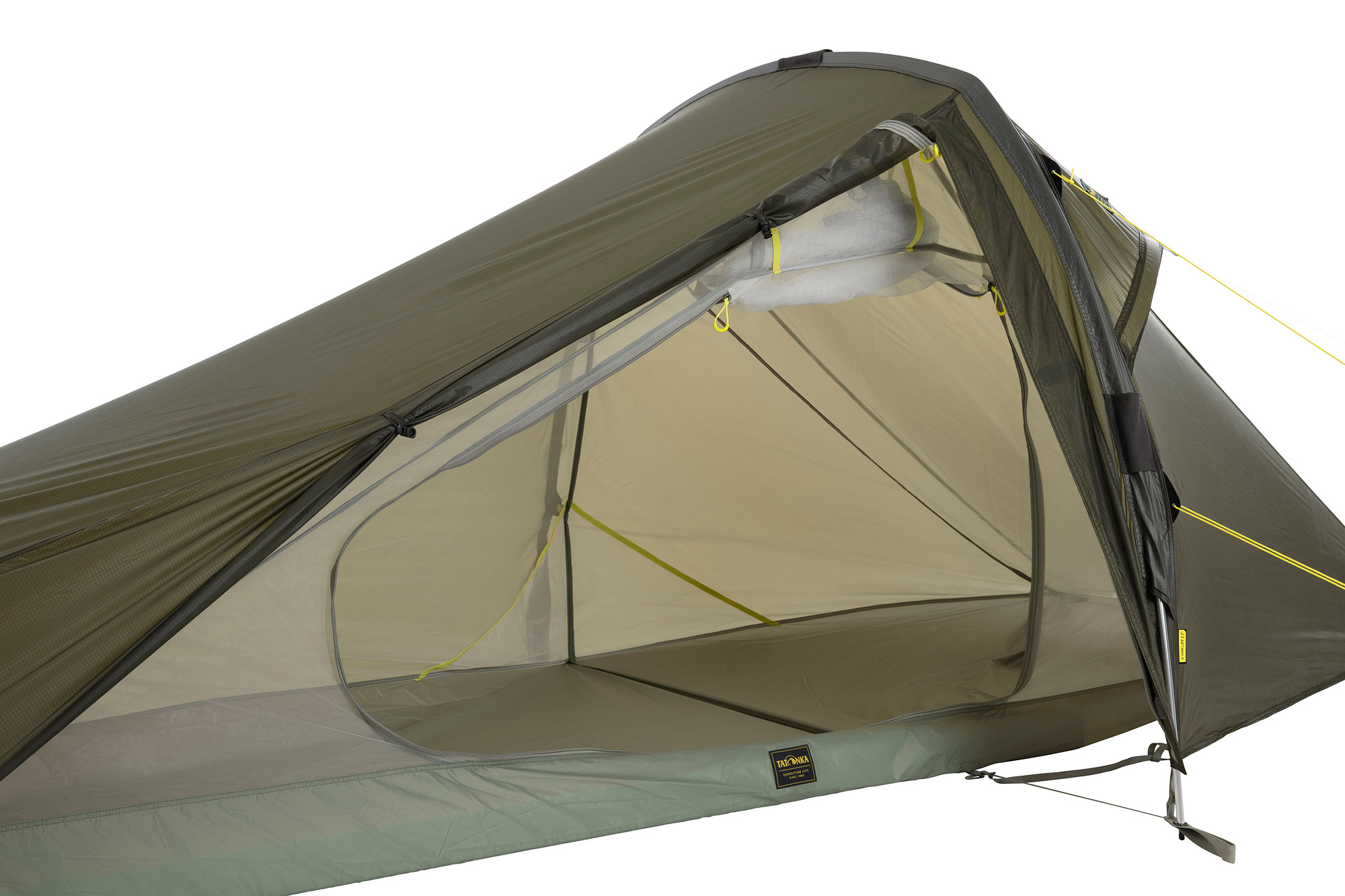 Zelt, Campen, Zelt in den Bergen, Natur, Draußen, Tatonka Kyrkja LT stone grey olive grau 1-Personen-Zelte - Detailansicht