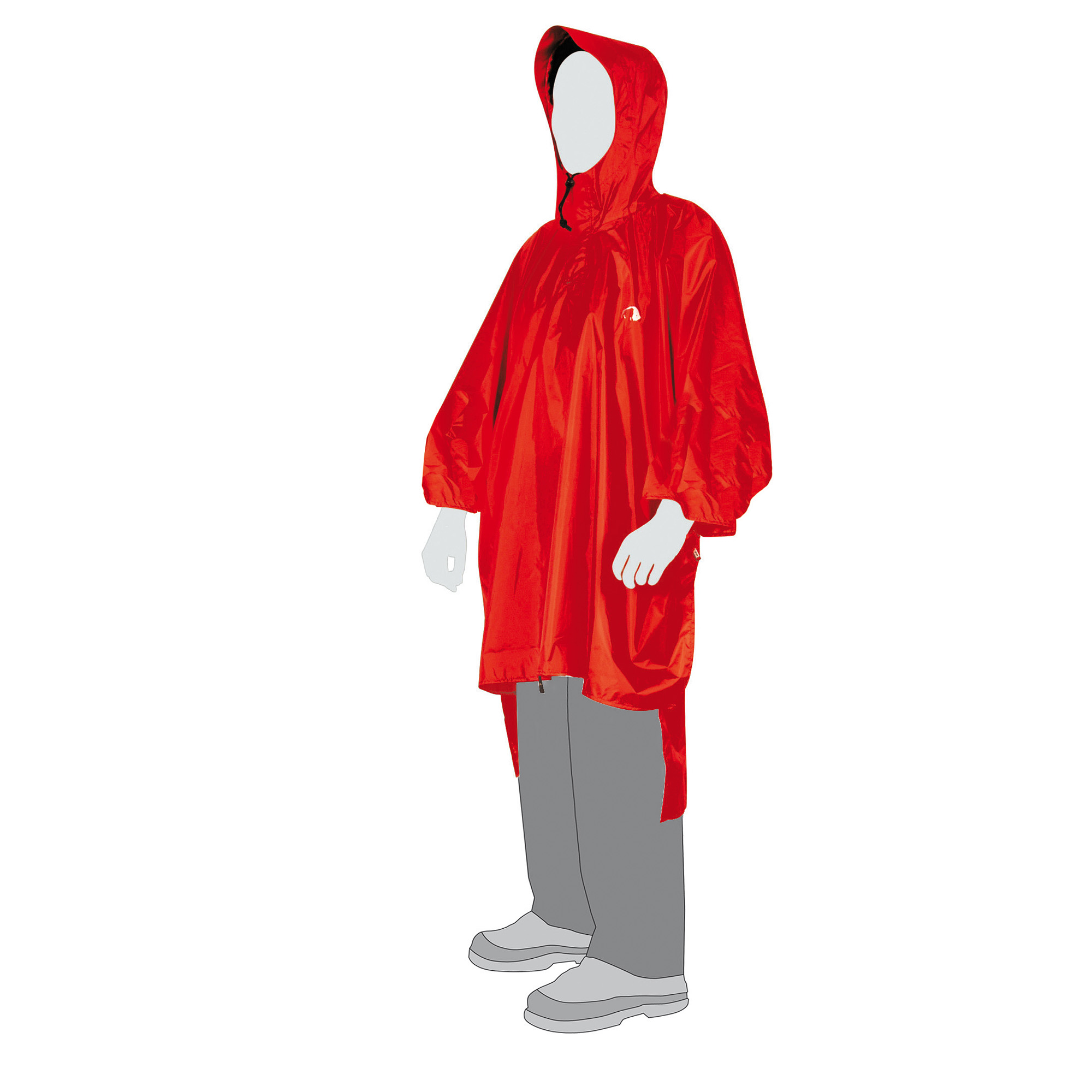Bekleidung, Mantel, Person, Regenmantel, Tatonka Poncho 3 (XL-XXL) red rot Regenponchos - Ansicht seitlich-vorne