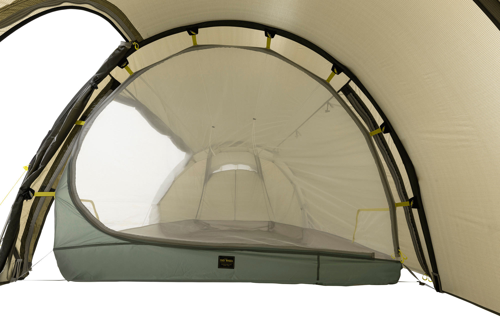 Zelt, Campen, Zelt in den Bergen, Natur, Draußen, Tatonka Grönland 2 Vent LT stone grey olive grau 2-Personen-Zelte - Detailansicht
