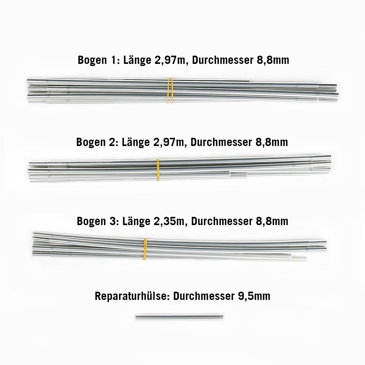 Tatonka Okisba Gestängeset Zeltersatzteile - Ansicht seitlich-vorne