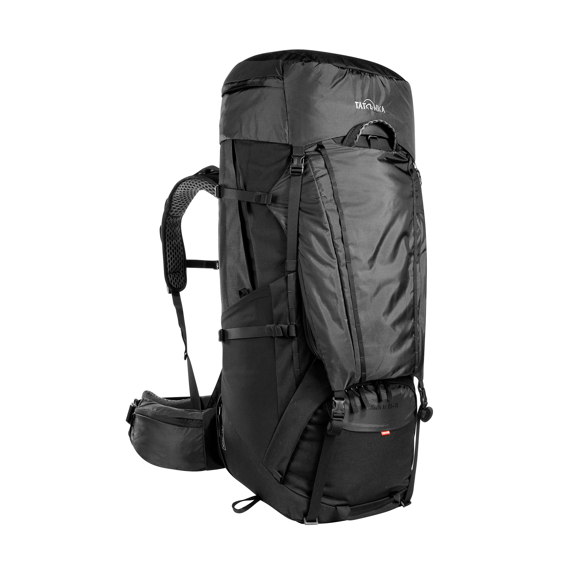 Tasche, Rucksack, Zubehör, Handtasche, Tatonka Yukon X1 85+10 black schwarz Trekkingrucksäcke - Ansicht seitlich-vorne