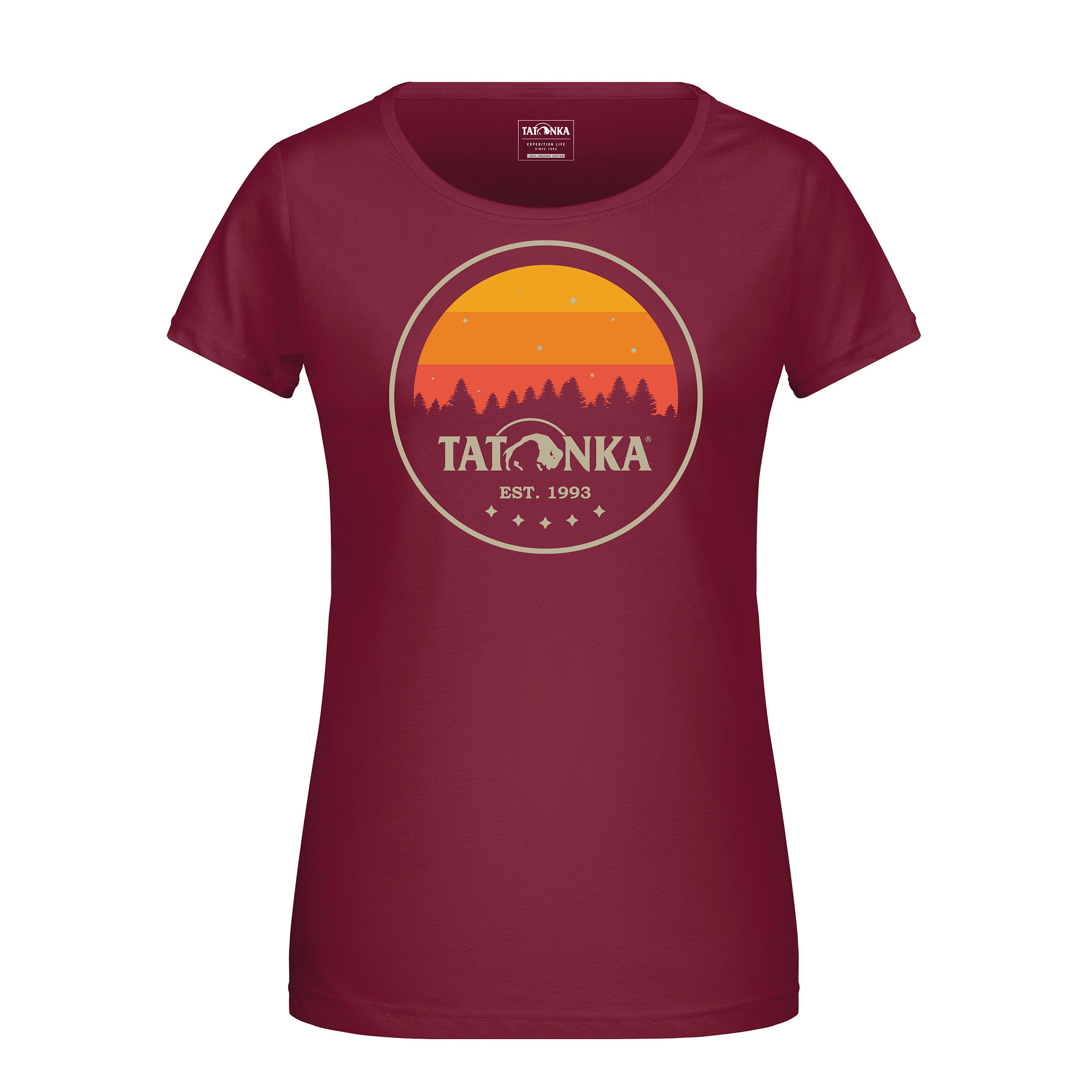 Bekleidung, T-shirt, Kastanienbraun, Hemd, Tatonka Heritage T-Shirt Women wine rot T-Shirts - Ansicht seitlich-vorne