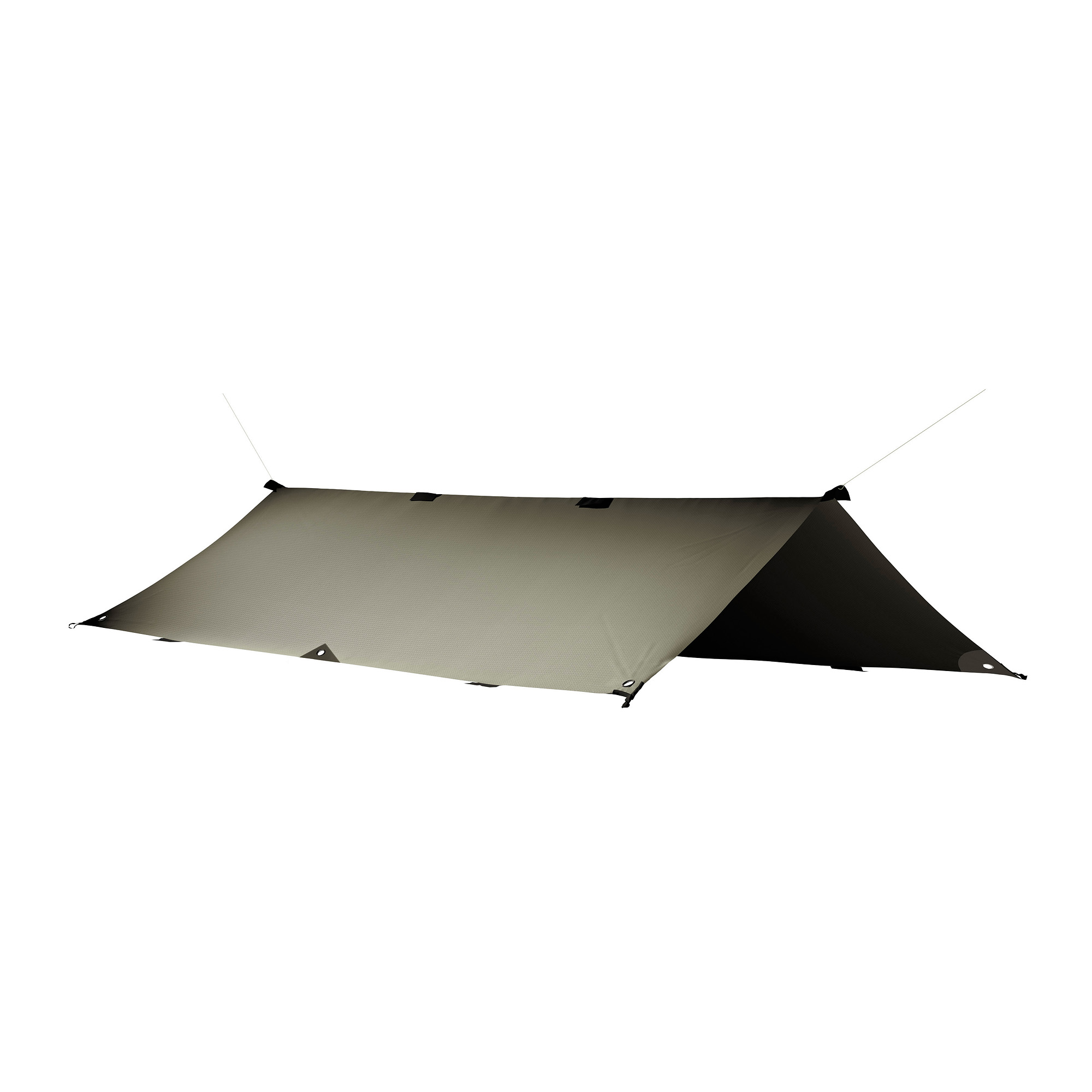 Zelt, Freizeitaktivitäten, Zelt in den Bergen, Natur, Draußen, Tatonka Tarp 4 TC sand beige braun Tarps - Ansicht seitlich-vorne